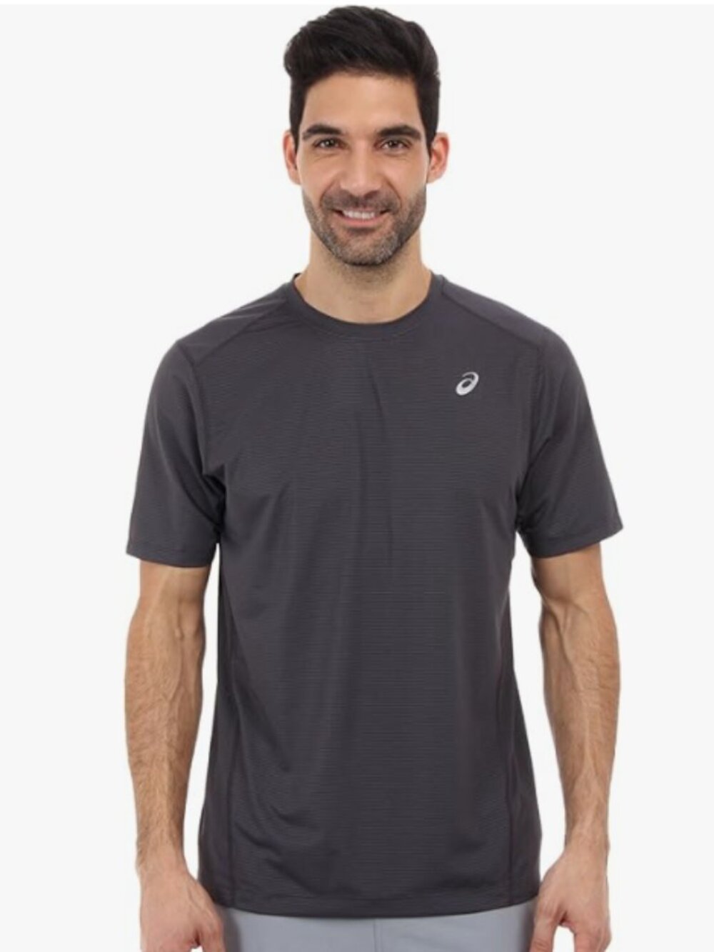 NEW Asics Men's All Sport Stripe Short Sleeve Top, Steel, Small